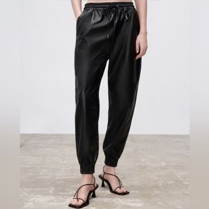 faux leather joggers
